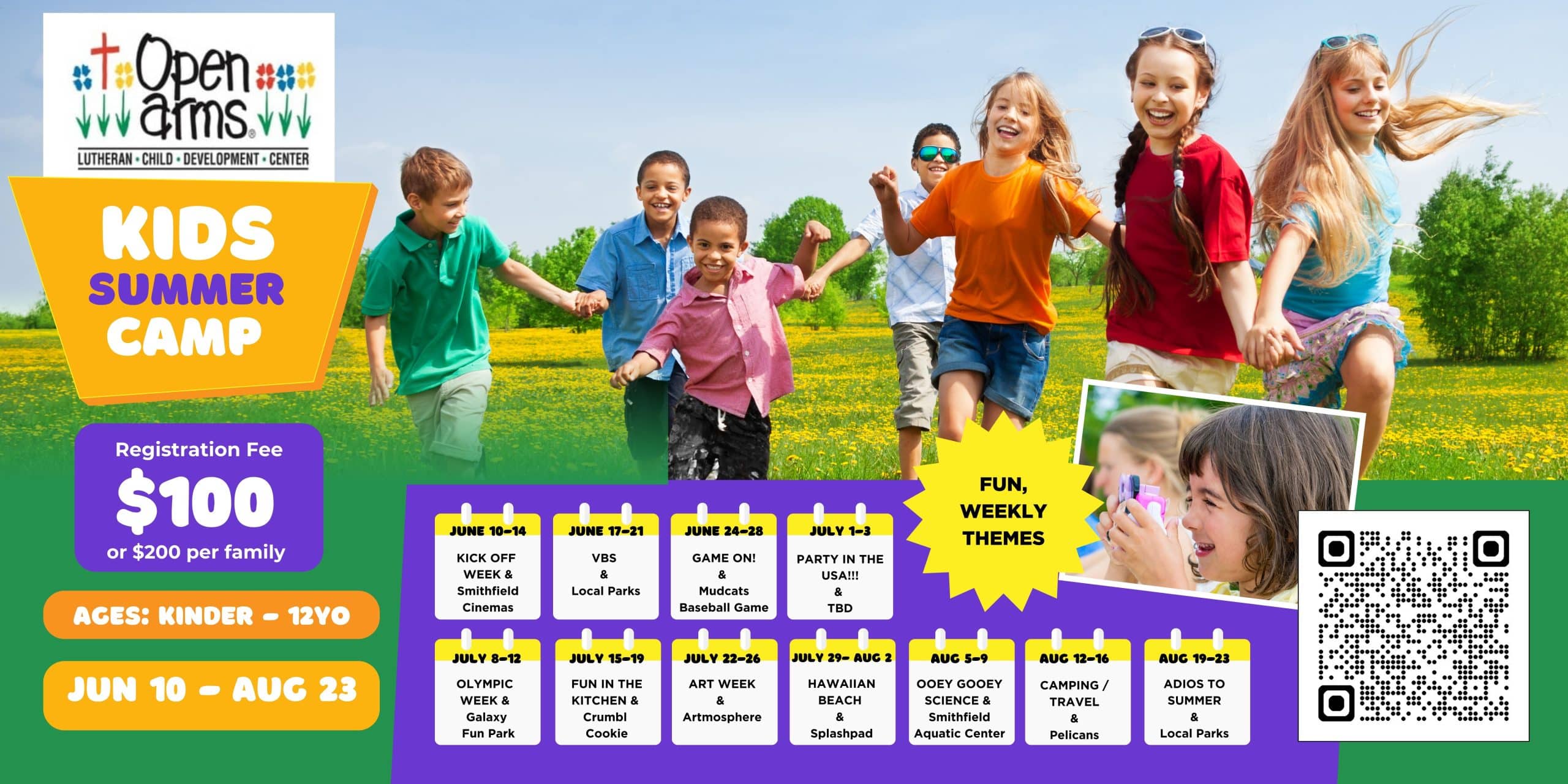 Green And Yellow Playful Kids Summer Camp Flyer 6912 X 3456 Px 1